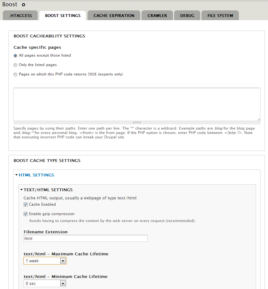 Boost settings Boost settings