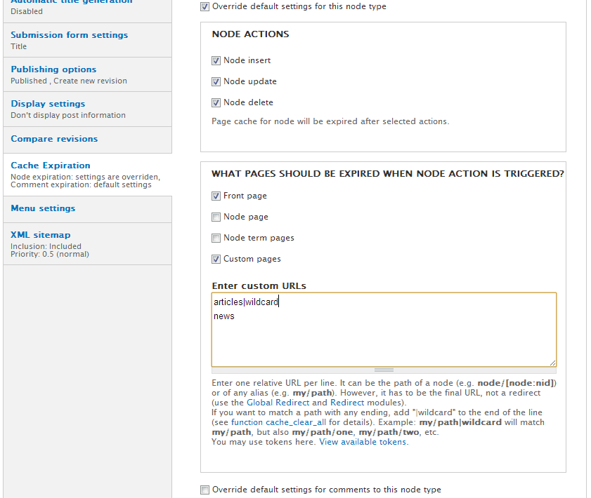 Cache expiration per content type Cache expiration per content type