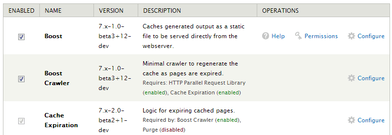 Enabling modules Enabling modules