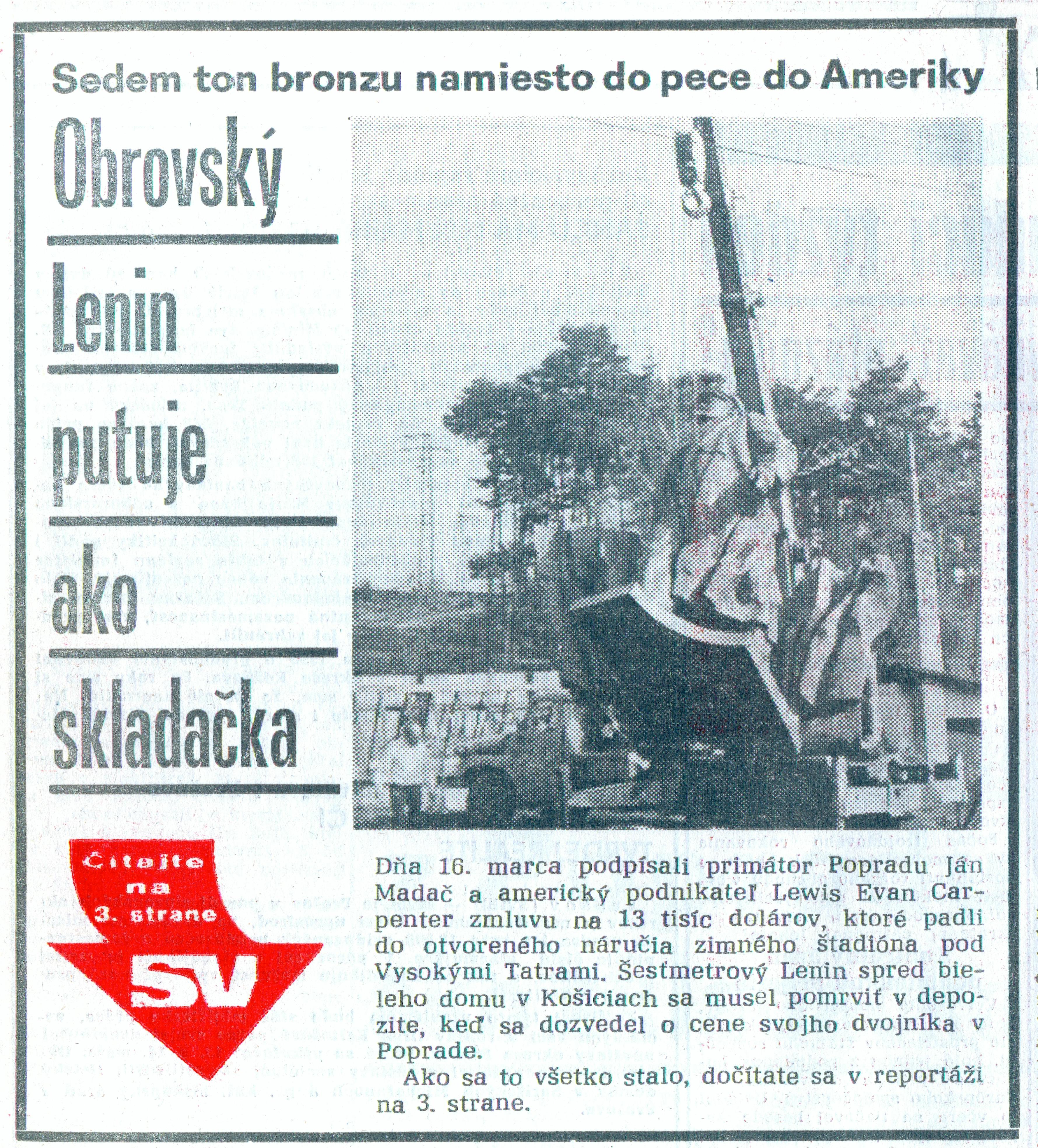 Text a foto: Tomáš J. Fülöpp, Slovenský východ, 6. mája 1993, obálka + str. 3, Košice, Slovenská republika
