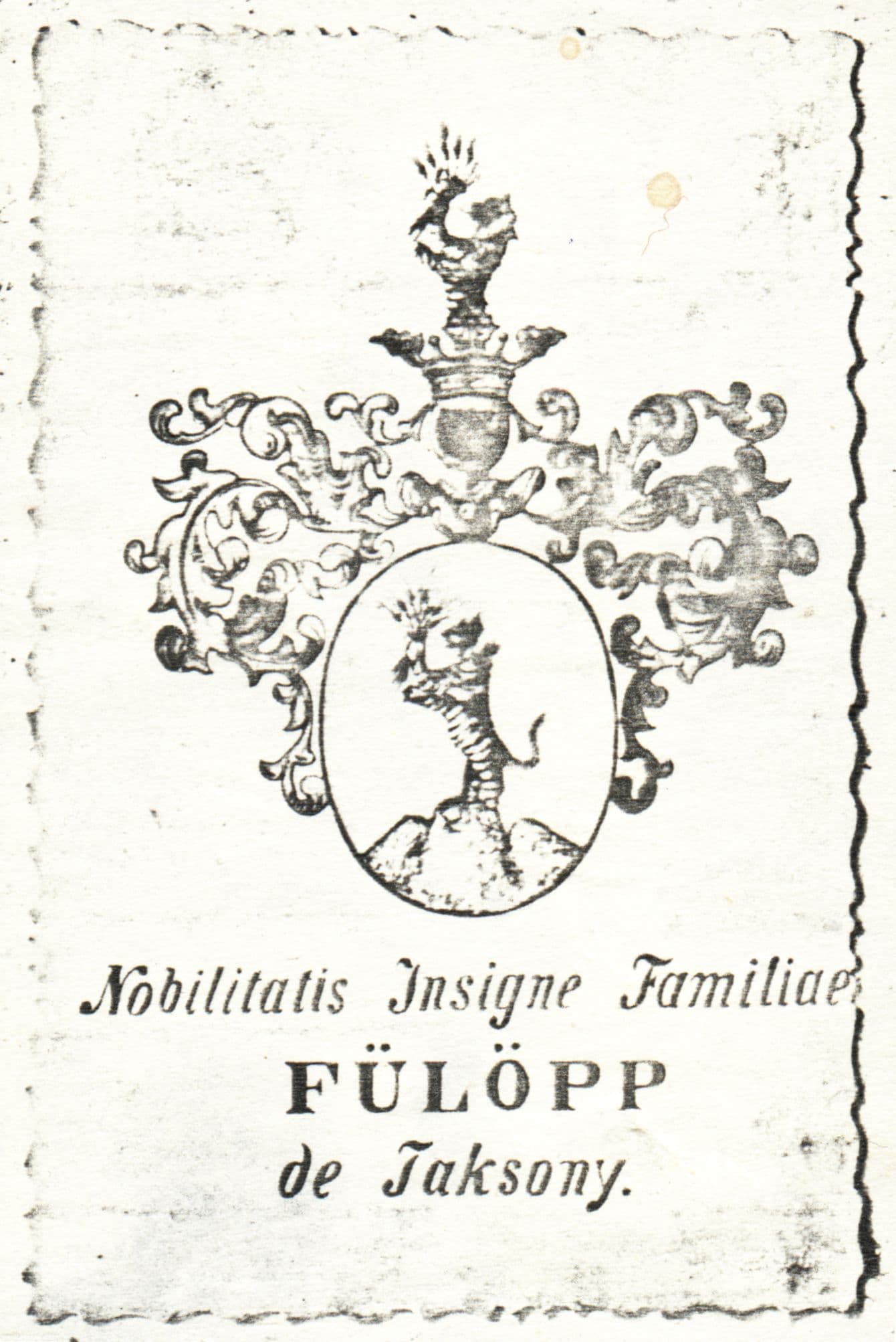 Coat of arms: Nobilitatis Insigne Familiae Fülöpp de Taksony Coat of arms: Nobilitatis Insigne Familiae Fülöpp de Taksony
