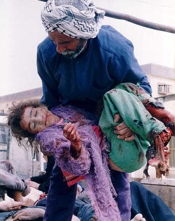 Iraqi girl, Basra. This is the sort of peace the USA and its vassals bring to Iraq. (Mike Moore | mirror.co.uk) Iraqi girl, Basra. This is the sort of peace the USA and its vassals bring to Iraq. (Mike Moore | mirror.co.uk)
